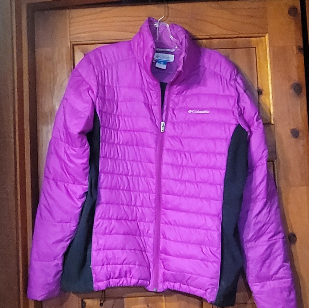 Columbia Sportswear SzLg Fuschia & black puffy coat. - Picture 1 of 7